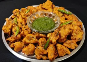 Crispy Cabbage Pakora with Mint Chutney